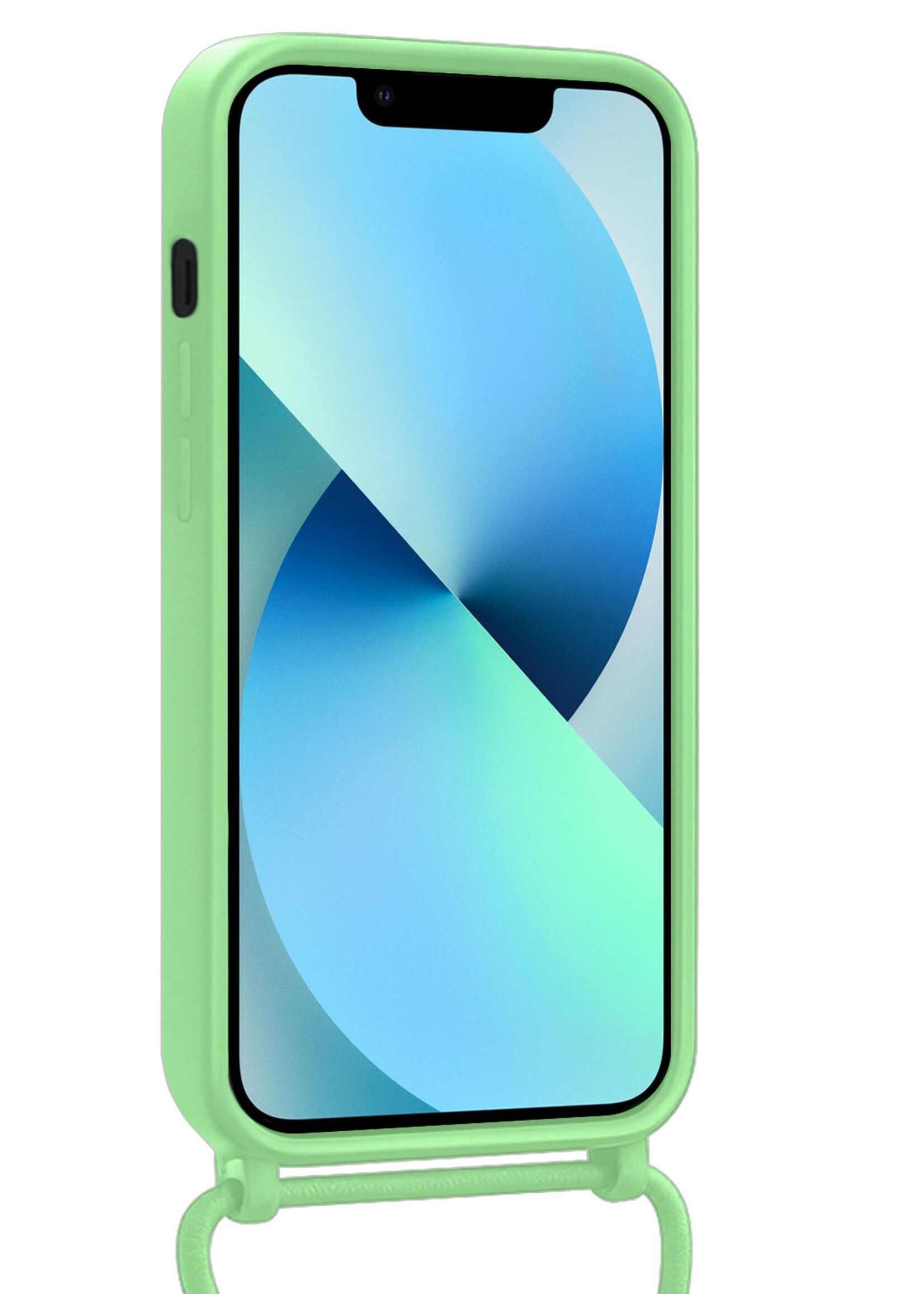 BTH BTH iPhone 13 Pro Max Hoesje Pashouder met Koord Met 2x Screenprotector - Groen