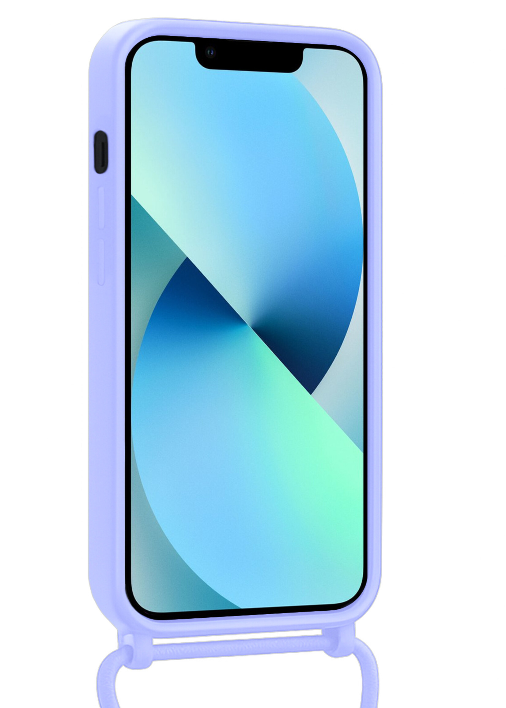 BTH BTH iPhone 13 Pro Max Hoesje Pashouder met Koord Met 2x Screenprotector - Lila