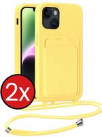 BTH BTH iPhone 14 Plus Hoesje Pashouder met Koord - Geel - 2 PACK
