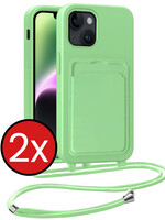 BTH BTH iPhone 14 Plus Hoesje Pashouder met Koord - Groen - 2 PACK