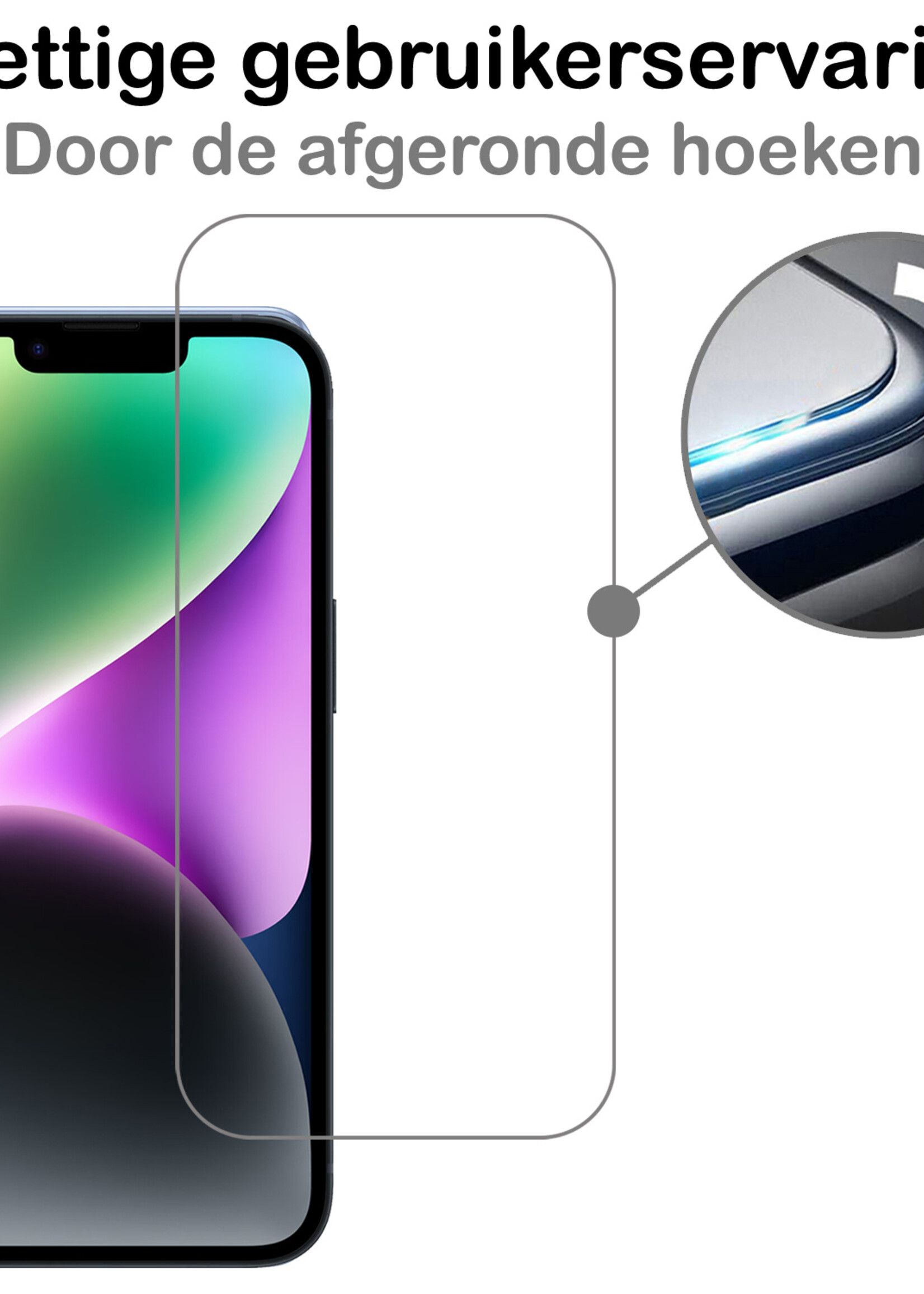 BTH BTH iPhone 14 Plus Hoesje Pashouder met Koord Met Screenprotector - Lichtblauw