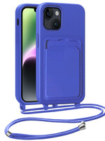 BTH BTH iPhone 14 Hoesje Pashouder met Koord - Fel Blauw