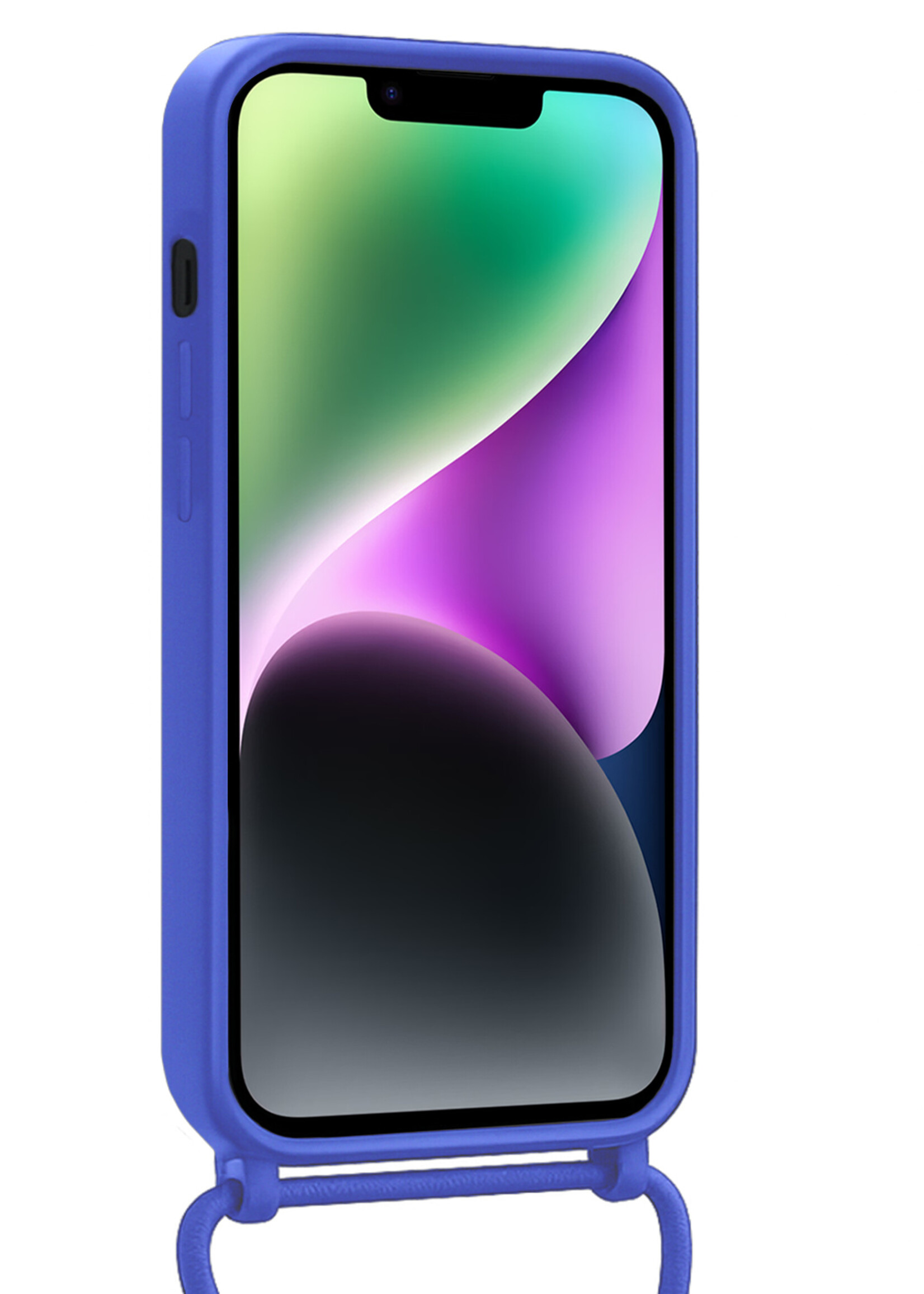 BTH BTH iPhone 14 Hoesje Pashouder met Koord - Fel Blauw - 2 PACK