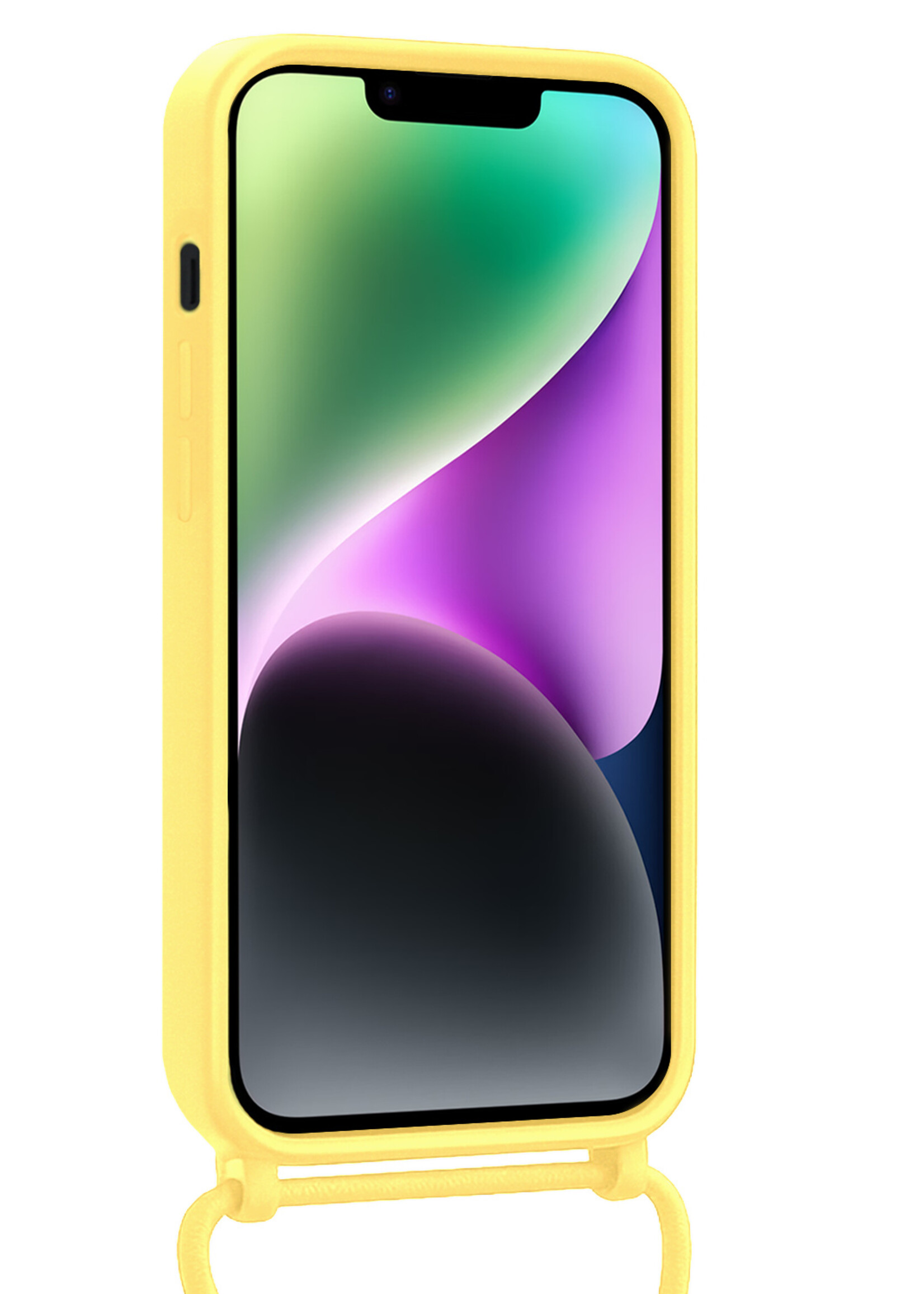 BTH BTH iPhone 14 Hoesje Pashouder met Koord - Geel