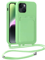 BTH BTH iPhone 14 Hoesje Pashouder met Koord - Groen
