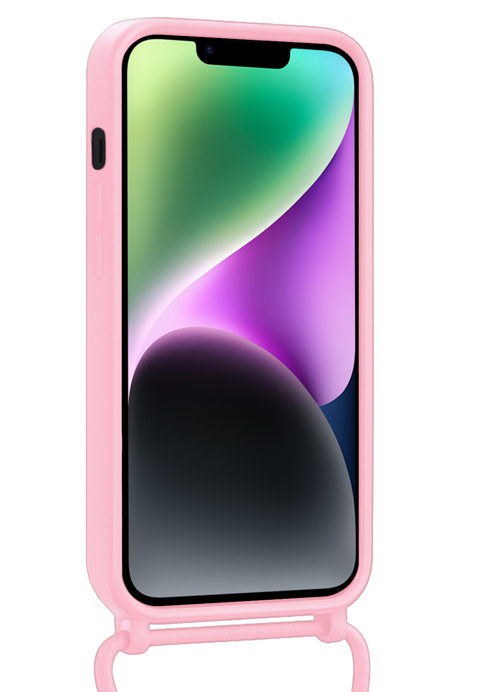 BTH BTH iPhone 14 Hoesje Pashouder met Koord - Lichtroze - 2 PACK