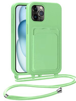 BTH BTH iPhone 14 Pro Hoesje Pashouder met Koord - Groen