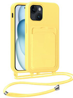 BTH BTH iPhone 15 Hoesje Pashouder met Koord - Geel
