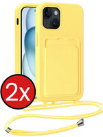 BTH BTH iPhone 15 Hoesje Pashouder met Koord - Geel - 2 PACK