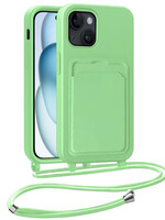 BTH BTH iPhone 15 Hoesje Pashouder met Koord - Groen
