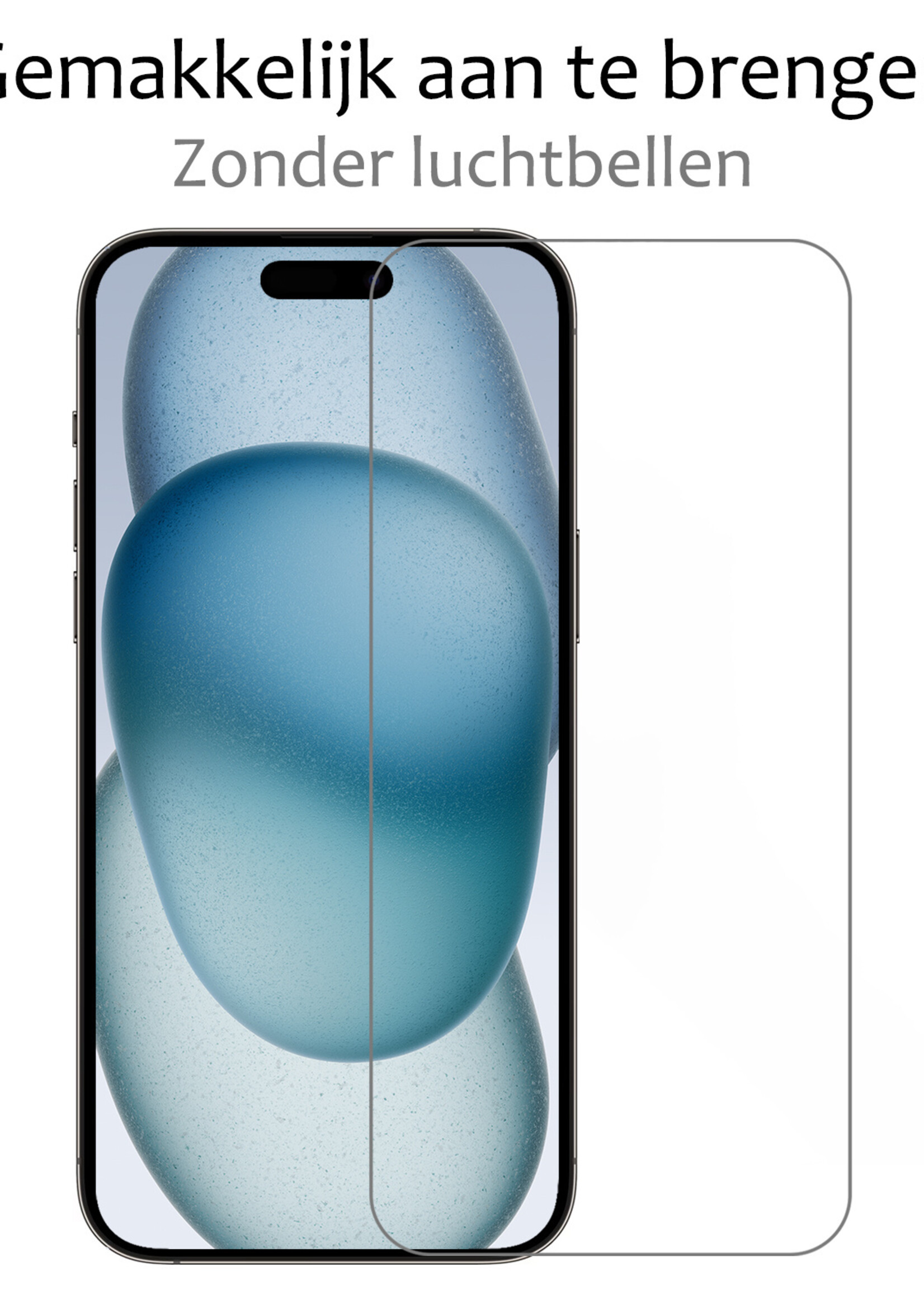 BTH BTH iPhone 15 Pro Hoesje Pashouder met Koord Met 2x Screenprotector - Geel