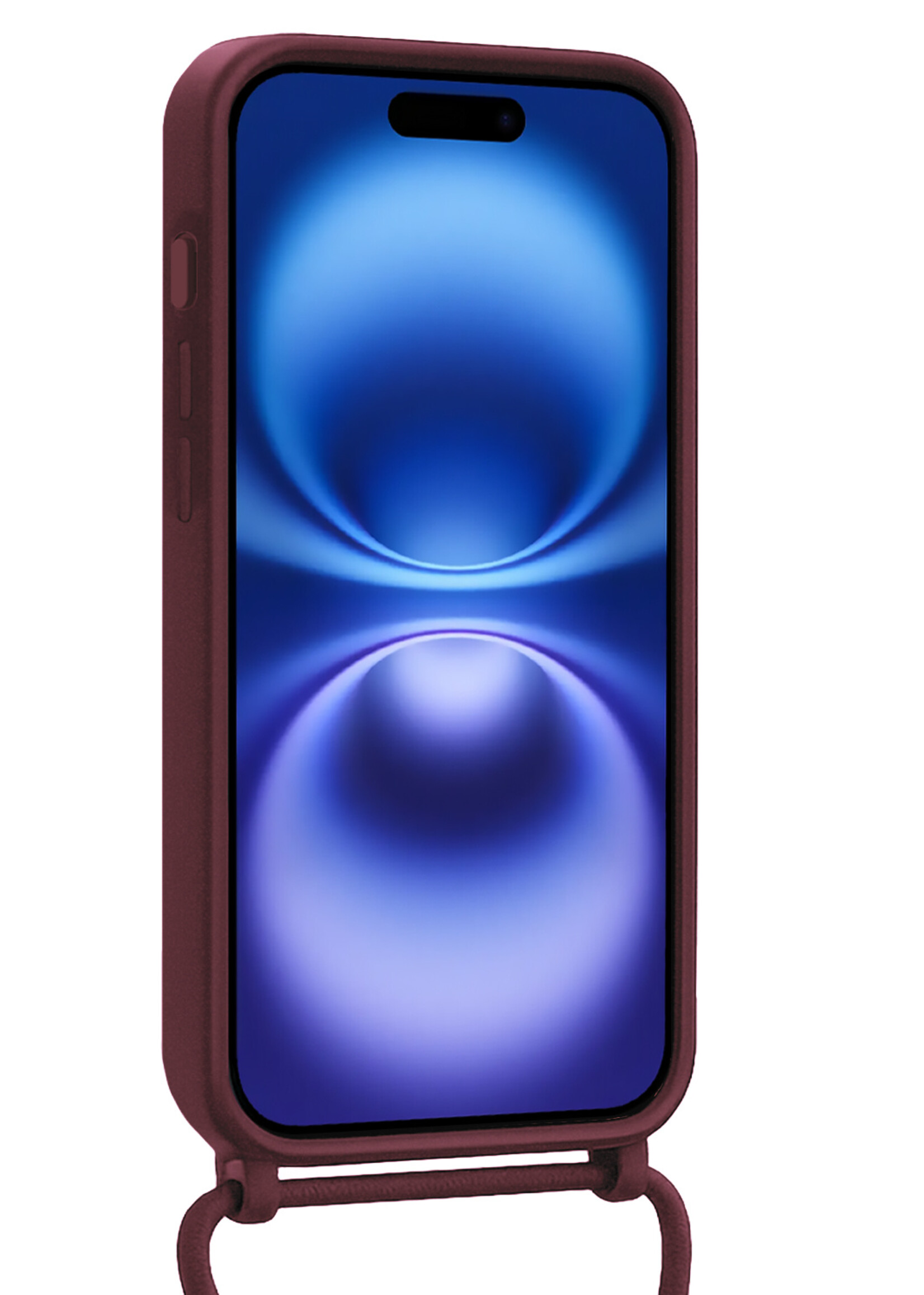BTH BTH iPhone 16 Plus Hoesje Pashouder met Koord - Aubergine - 2 PACK