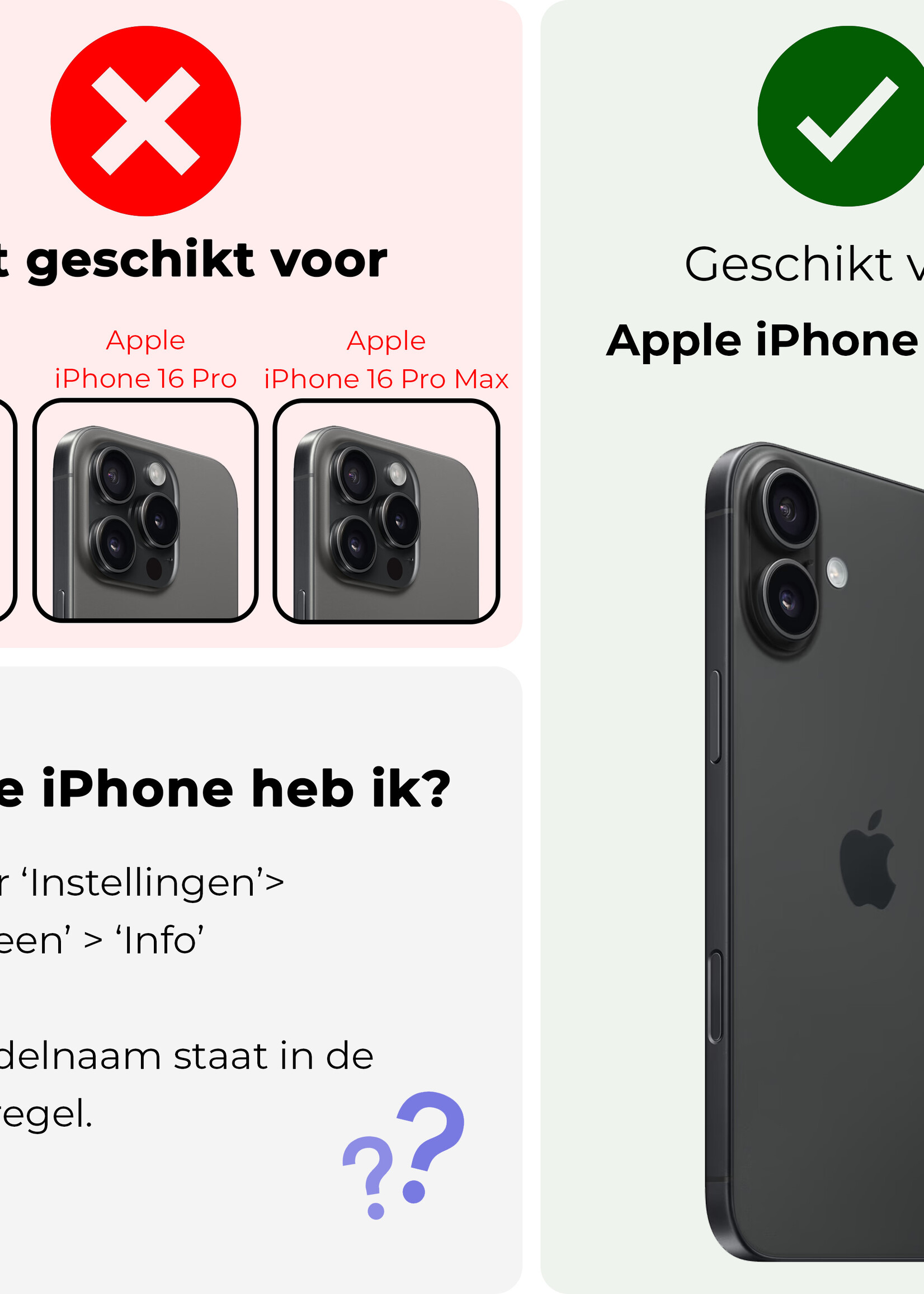 BTH BTH iPhone 16 Plus Hoesje Pashouder met Koord - Fel Blauw - 2 PACK