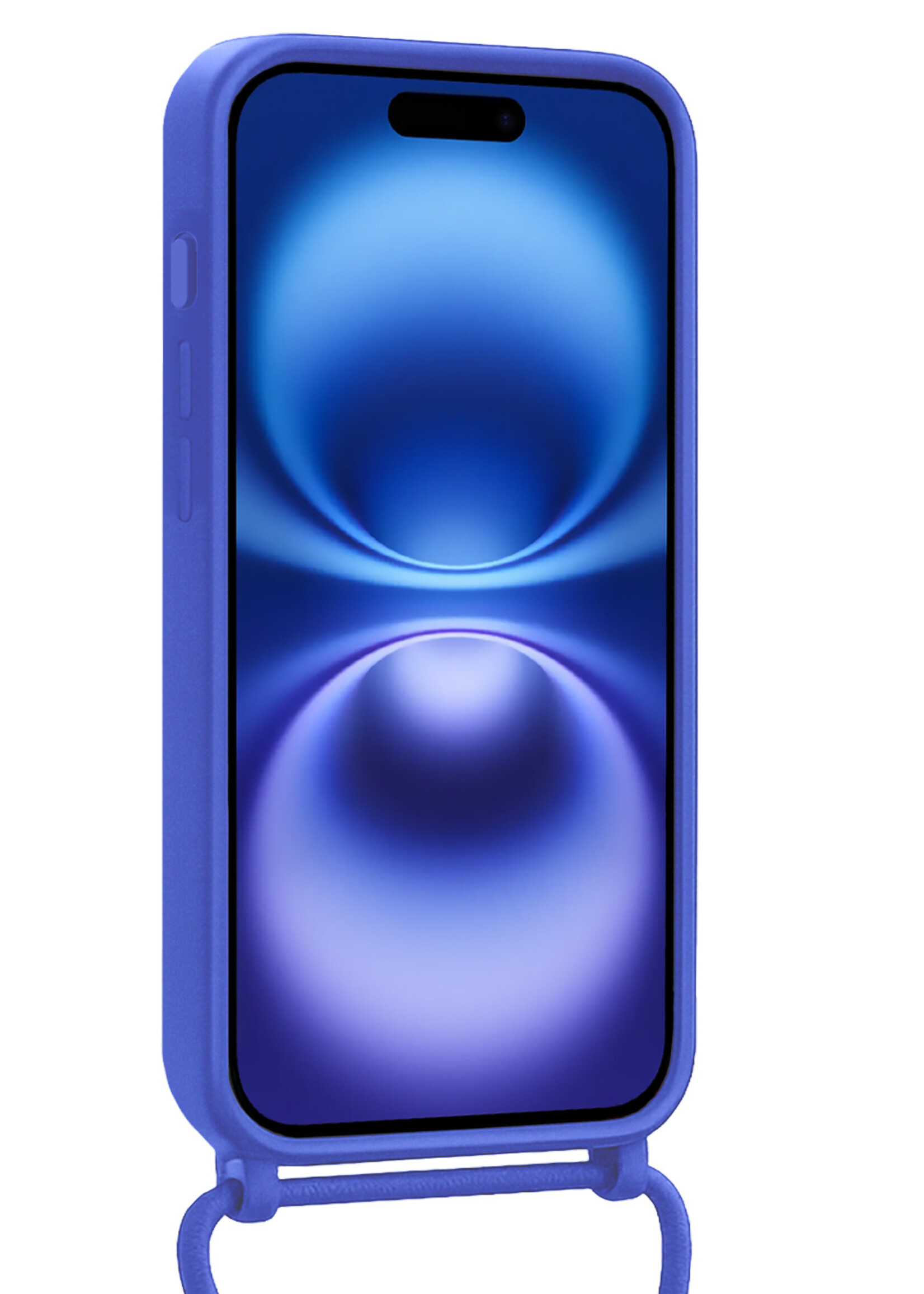 BTH BTH iPhone 16 Plus Hoesje Pashouder met Koord - Fel Blauw - 2 PACK