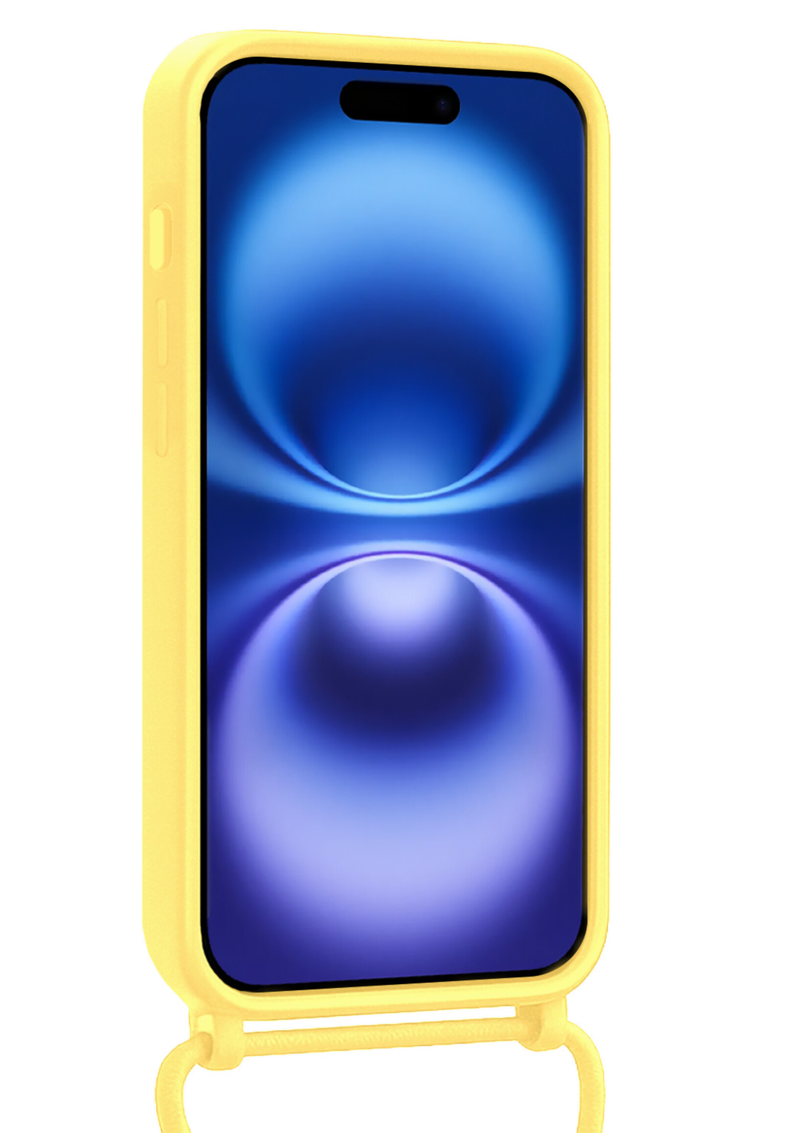 BTH BTH iPhone 16 Plus Hoesje Pashouder met Koord - Geel - 2 PACK