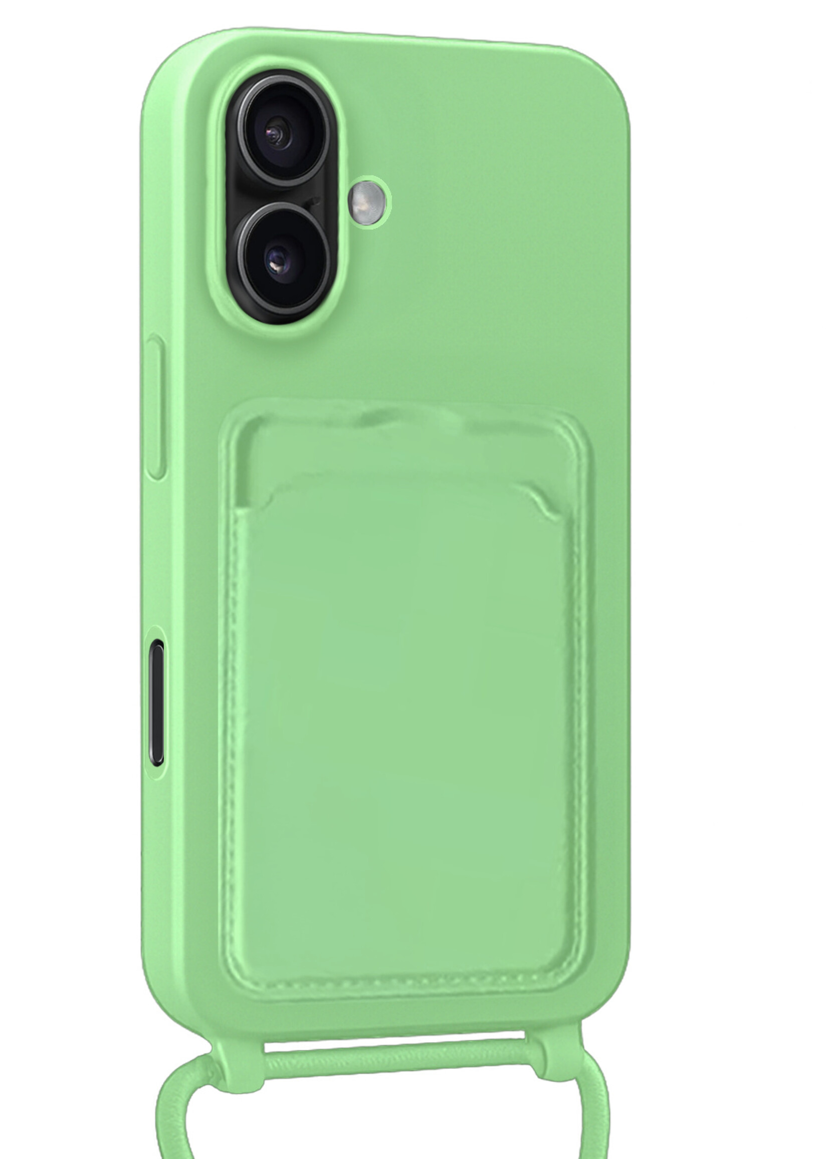 BTH BTH iPhone 16 Plus Hoesje Pashouder met Koord - Groen - 2 PACK