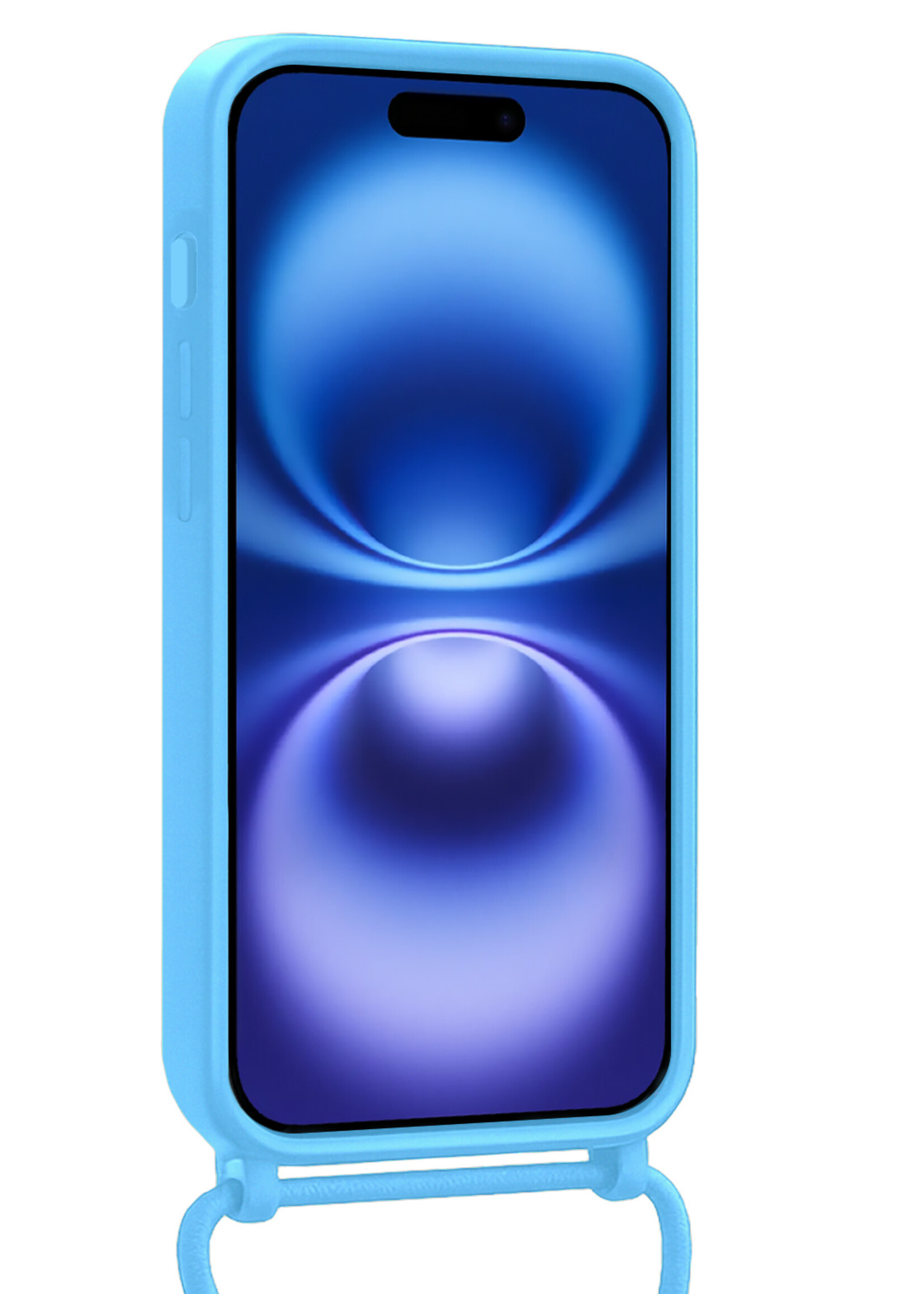 BTH BTH iPhone 16 Plus Hoesje Pashouder met Koord - Lichtblauw - 2 PACK