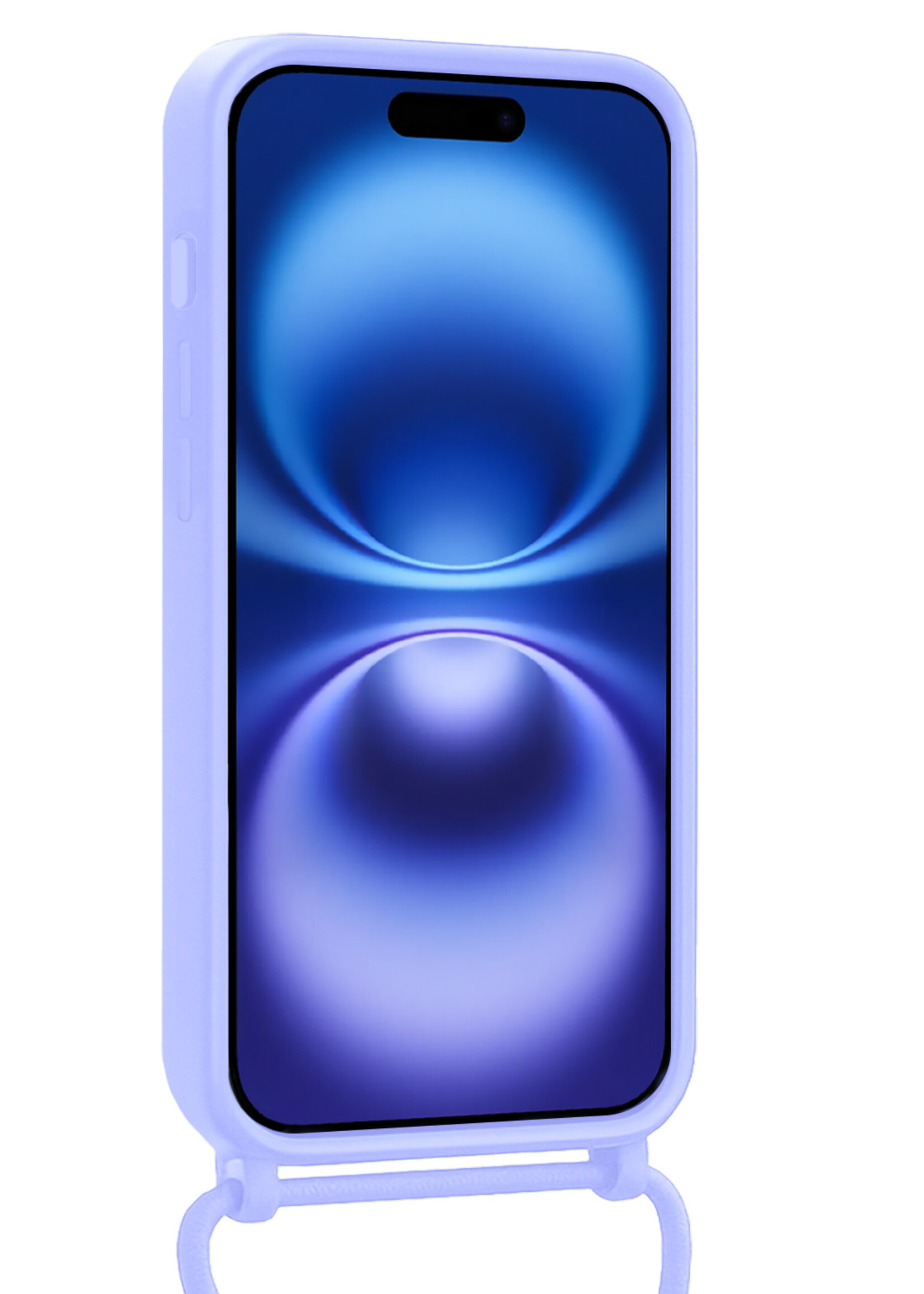 BTH BTH iPhone 16 Plus Hoesje Pashouder met Koord - Lila