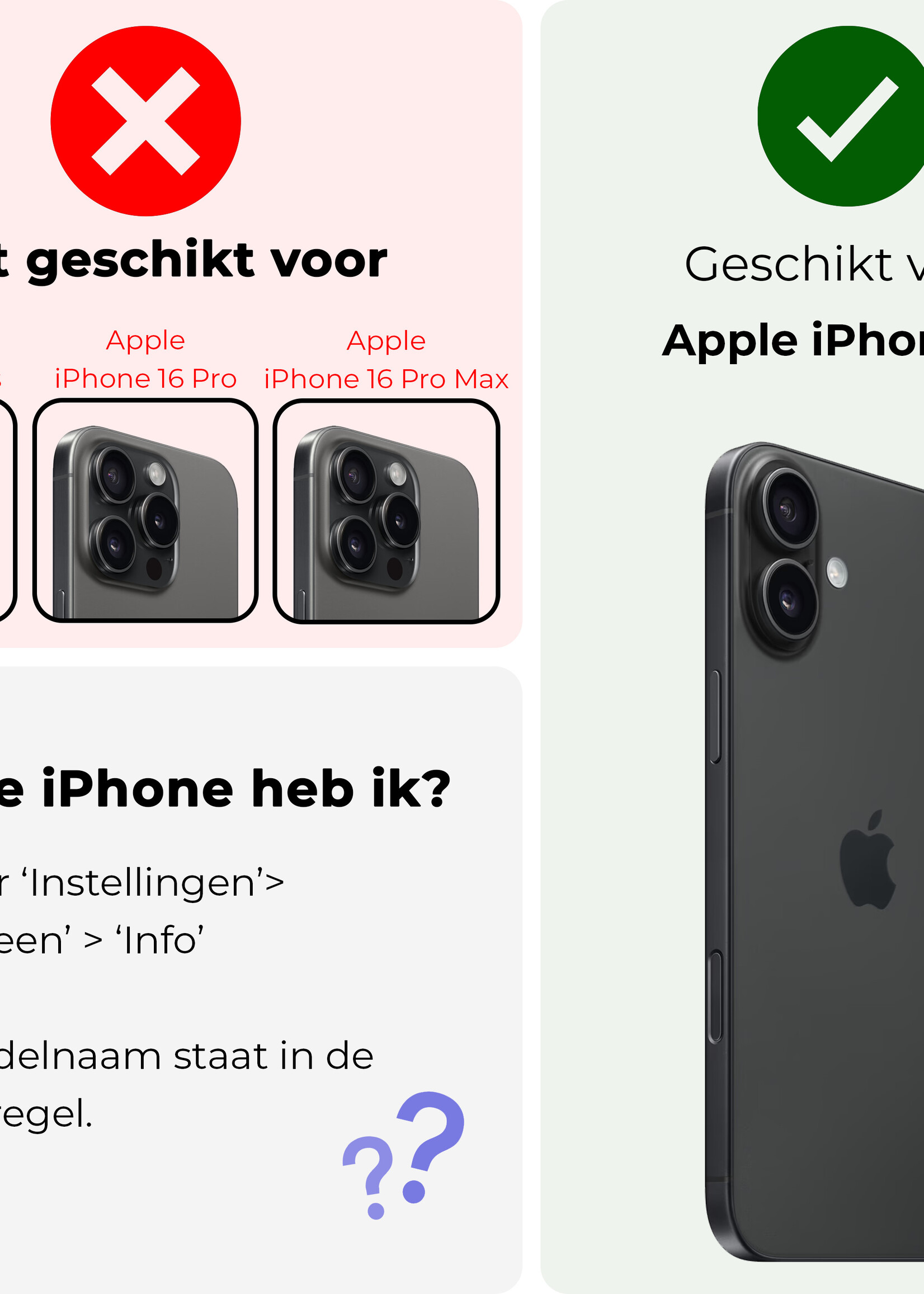 BTH BTH iPhone 16 Hoesje Pashouder met Koord - Aubergine