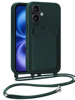BTH BTH iPhone 16 Hoesje Pashouder met Koord - Donkergroen