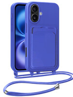 BTH BTH iPhone 16 Hoesje Pashouder met Koord - Fel Blauw