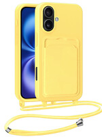 BTH BTH iPhone 16 Hoesje Pashouder met Koord - Geel