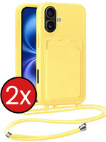 BTH BTH iPhone 16 Hoesje Pashouder met Koord - Geel - 2 PACK