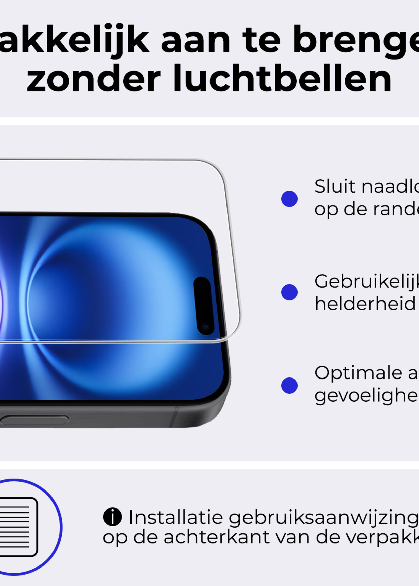 BTH BTH iPhone 16 Hoesje Pashouder met Koord Met 2x Screenprotector - Lichtroze
