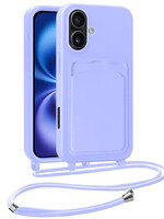 BTH BTH iPhone 16 Hoesje Pashouder met Koord - Lila