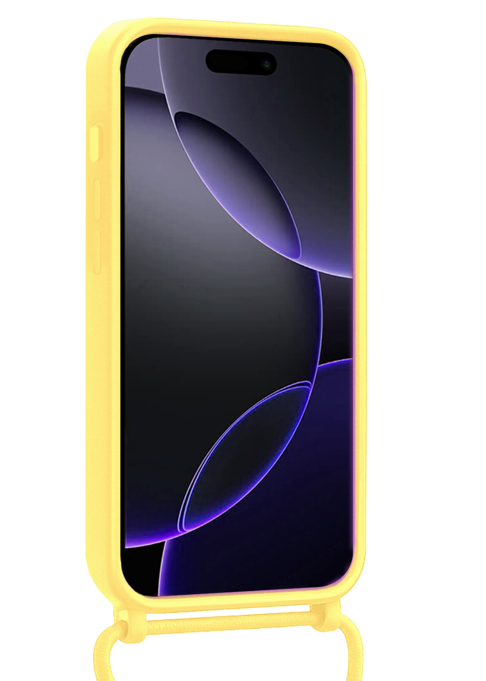 BTH BTH iPhone 16 Pro Hoesje Pashouder met Koord - Geel