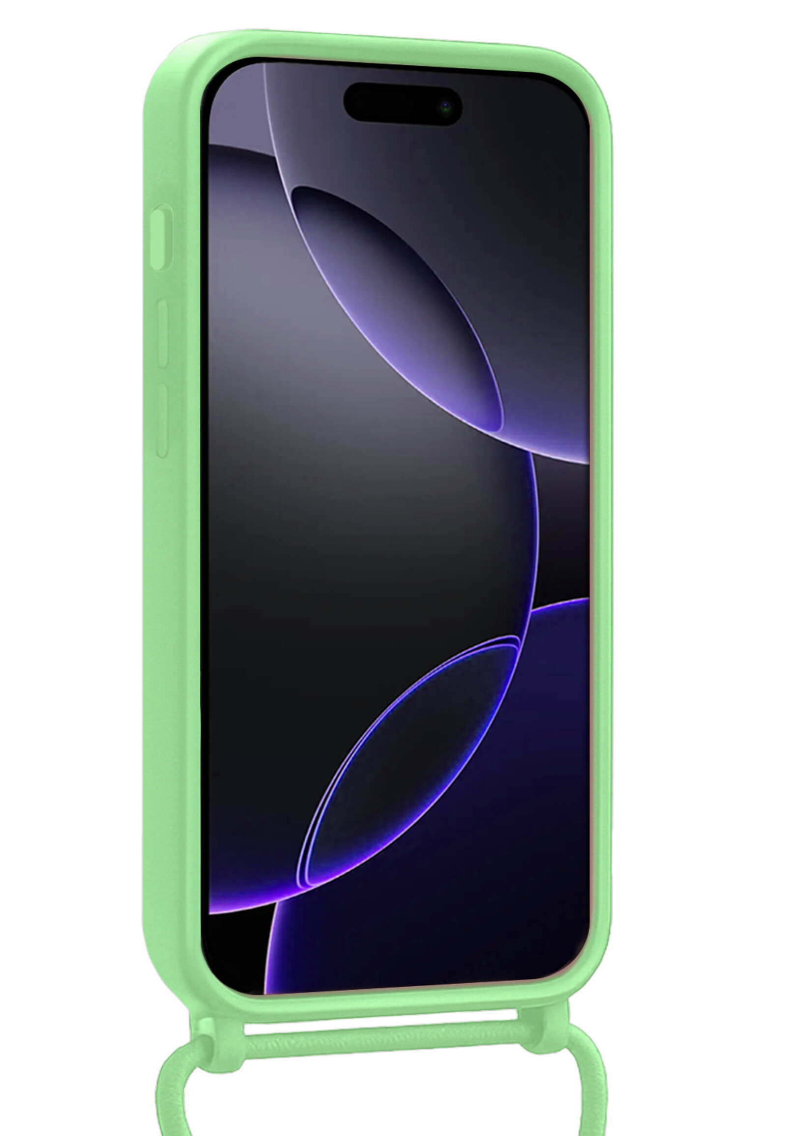 BTH BTH iPhone 16 Pro Hoesje Pashouder met Koord Met 2x Screenprotector - Groen