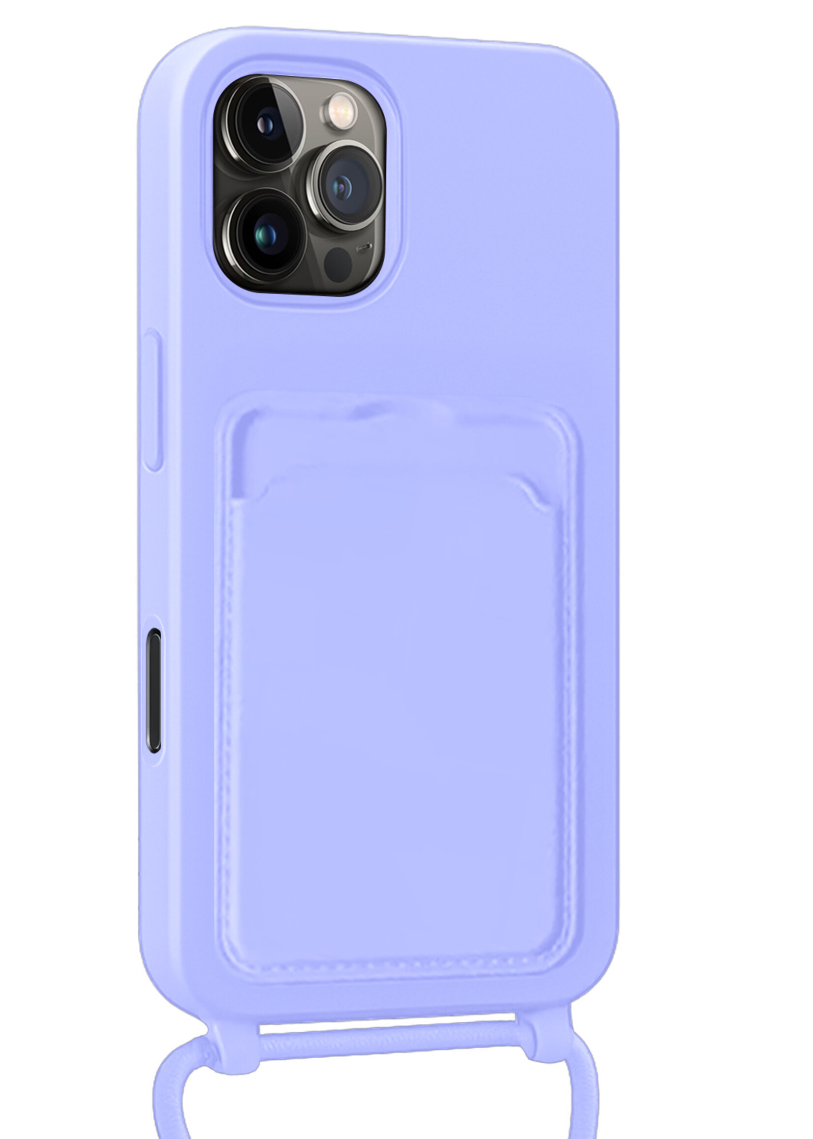 BTH BTH iPhone 16 Pro Hoesje Pashouder met Koord - Lila - 2 PACK