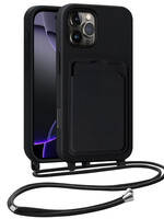 BTH BTH iPhone 16 Pro Hoesje Pashouder met Koord - Zwart