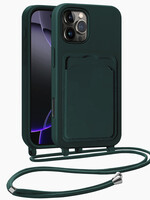 BTH BTH iPhone 16 Pro Max Hoesje Pashouder met Koord - Donkergroen
