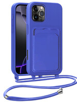 BTH BTH iPhone 16 Pro Max Hoesje Pashouder met Koord - Fel Blauw