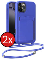 BTH BTH iPhone 16 Pro Max Hoesje Pashouder met Koord - Fel Blauw - 2 PACK
