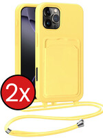 BTH BTH iPhone 16 Pro Max Hoesje Pashouder met Koord - Geel - 2 PACK