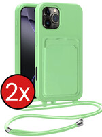 BTH BTH iPhone 16 Pro Max Hoesje Pashouder met Koord - Groen - 2 PACK