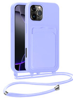 BTH BTH iPhone 16 Pro Max Hoesje Pashouder met Koord - Lila