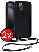 BTH BTH iPhone 16 Pro Max Hoesje Pashouder met Koord - Zwart - 2 PACK