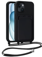 BTH BTH iPhone 15 Hoesje Pashouder met Koord - Zwart