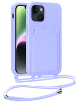 BTH BTH iPhone 13 Hoesje Pashouder met Koord - Lila