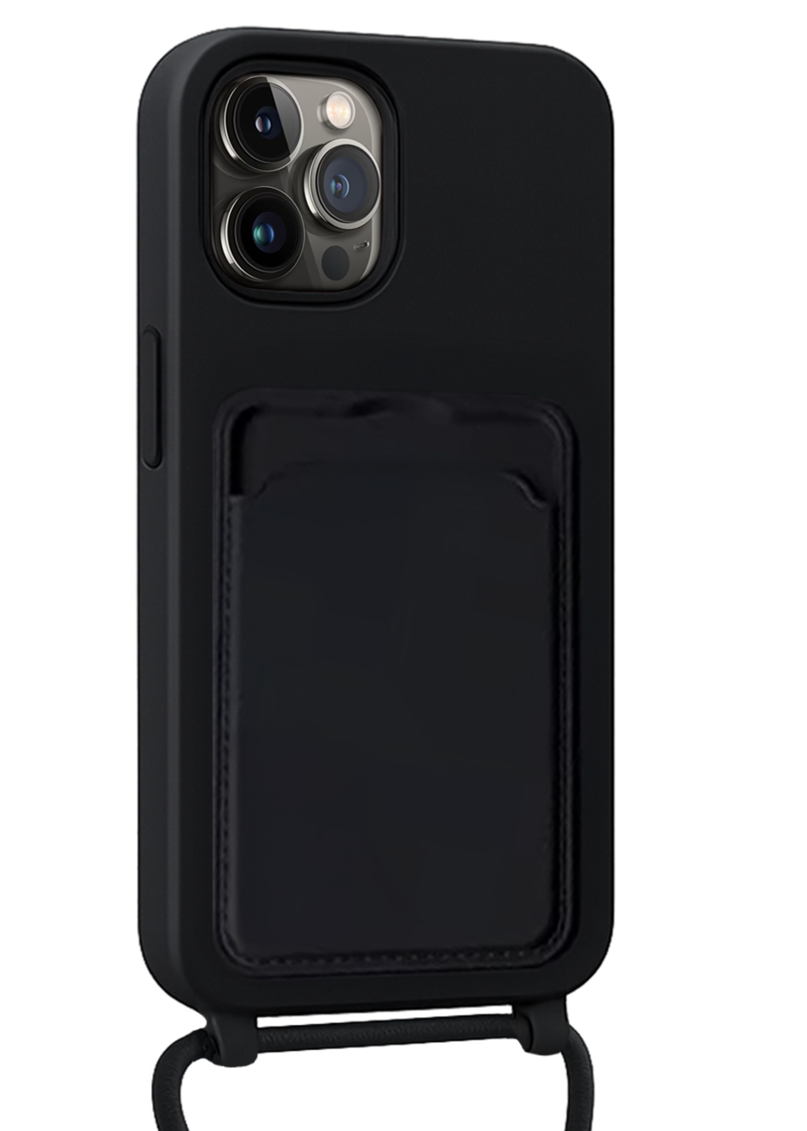 BTH BTH iPhone 14 Pro Max Hoesje Pashouder met Koord - Zwart - 2 PACK