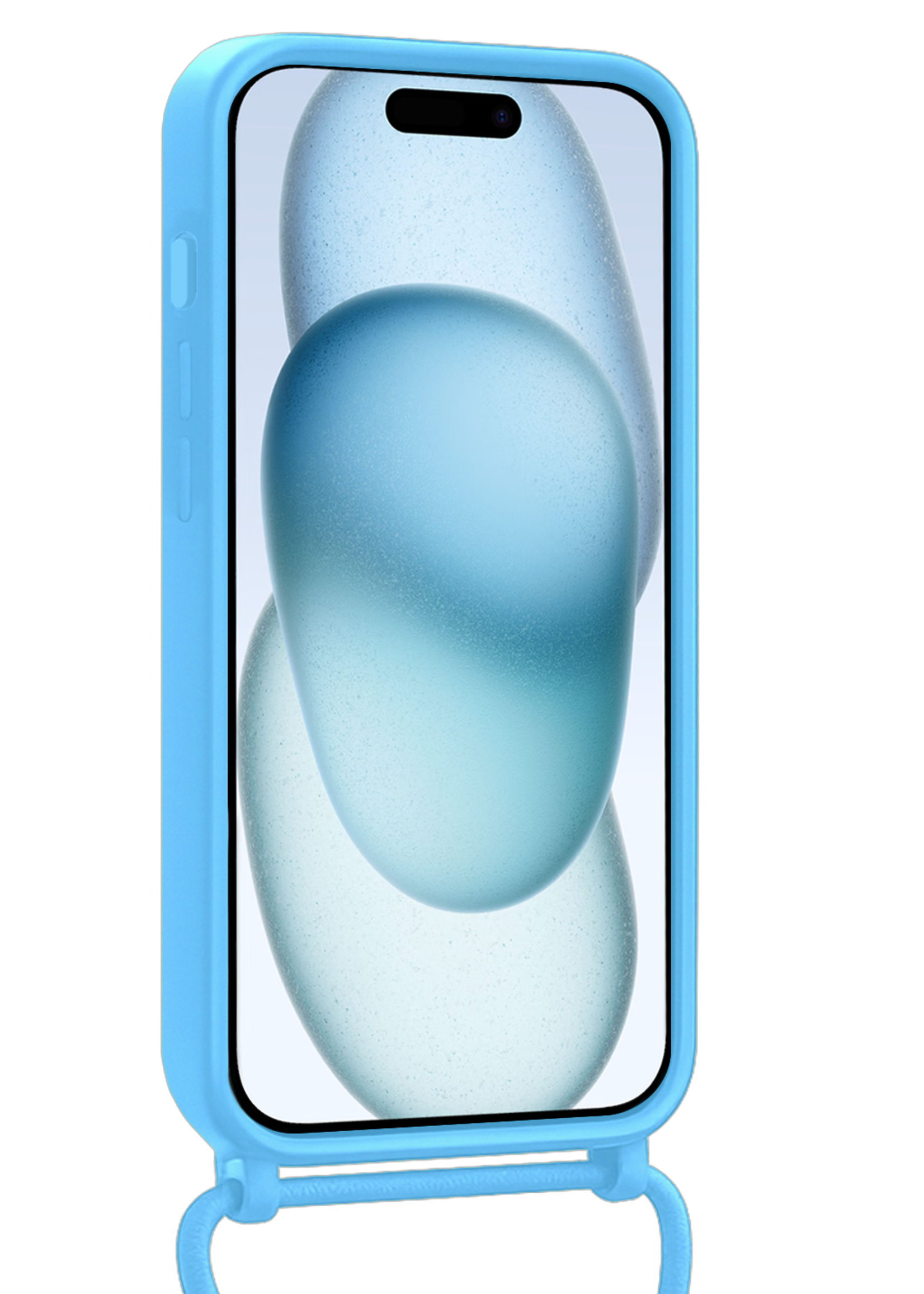 BTH BTH iPhone 14 Pro Max Hoesje Pashouder met Koord - Lichtblauw - 2 PACK
