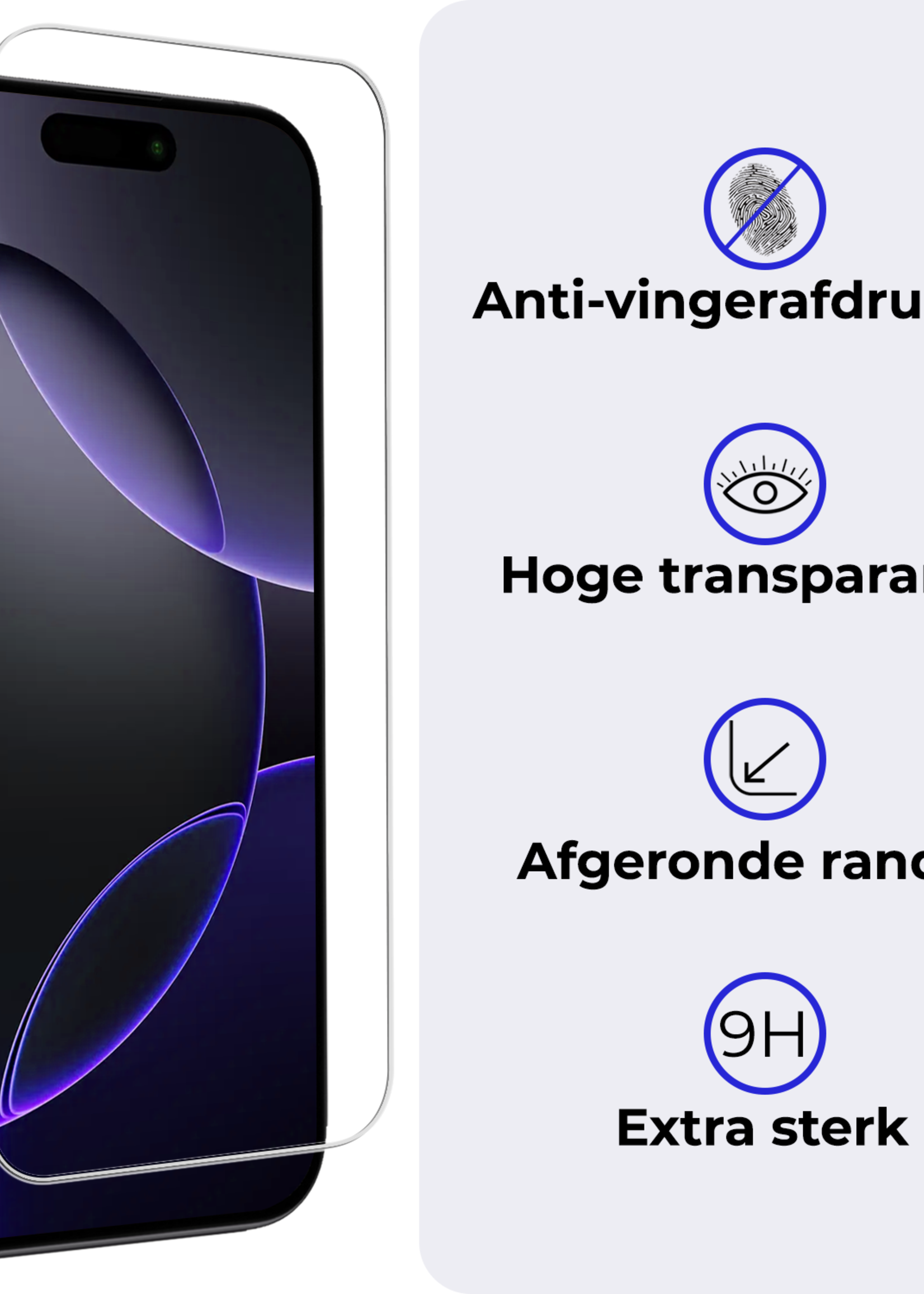 BTH BTH iPhone 16 Pro Hoesje Pashouder met Koord Met 2x Screenprotector - Lichtroze