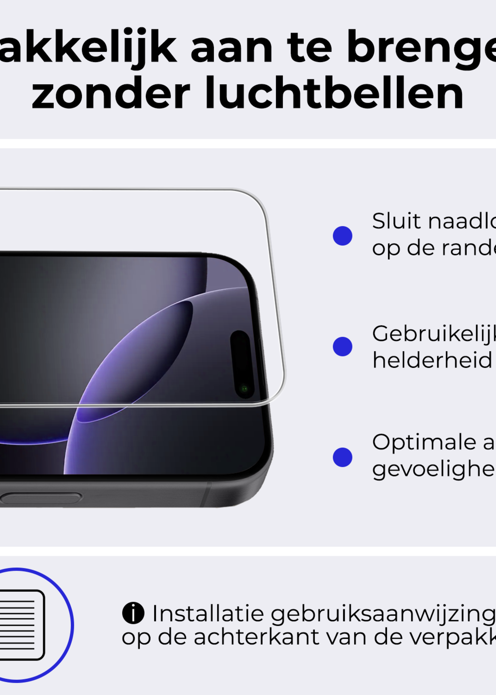 BTH BTH iPhone 16 Pro Hoesje Pashouder met Koord Met Screenprotector - Fel Blauw