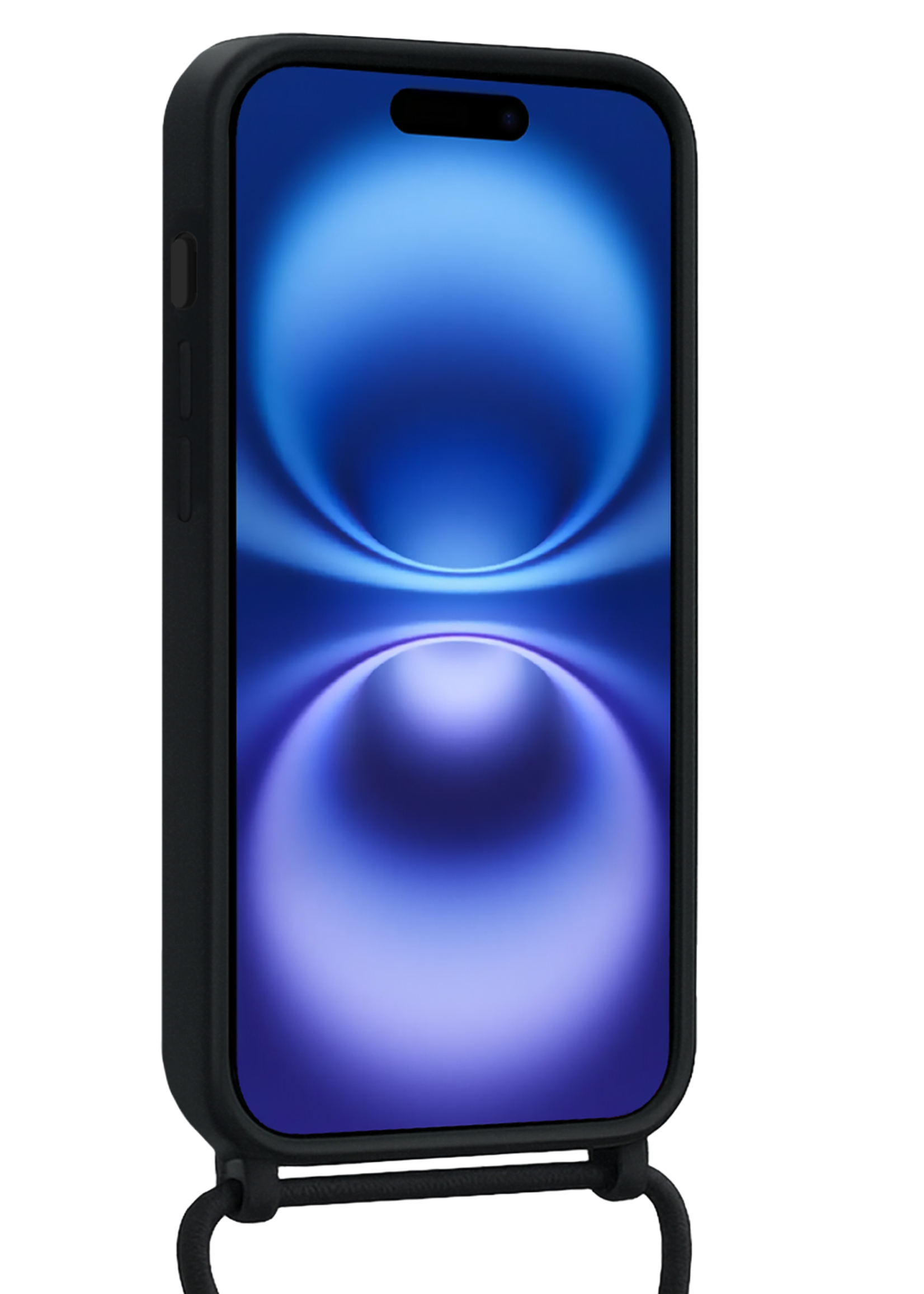 BTH BTH iPhone 16 Plus Hoesje Pashouder met Koord Met Screenprotector - Zwart