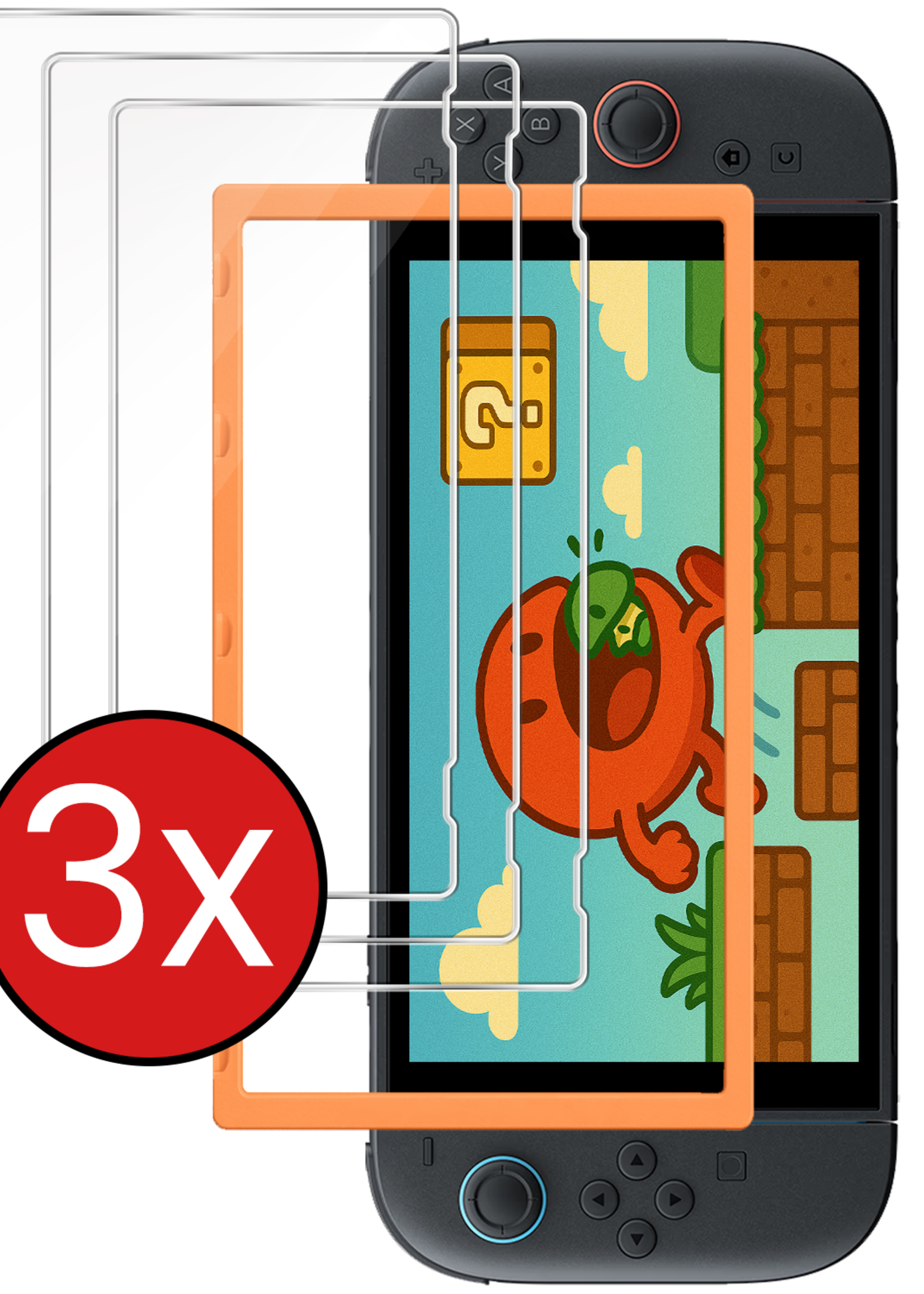 BTH BTH Nintendo Switch 2 Screenprotector Met Installatieframe - 3 PACK