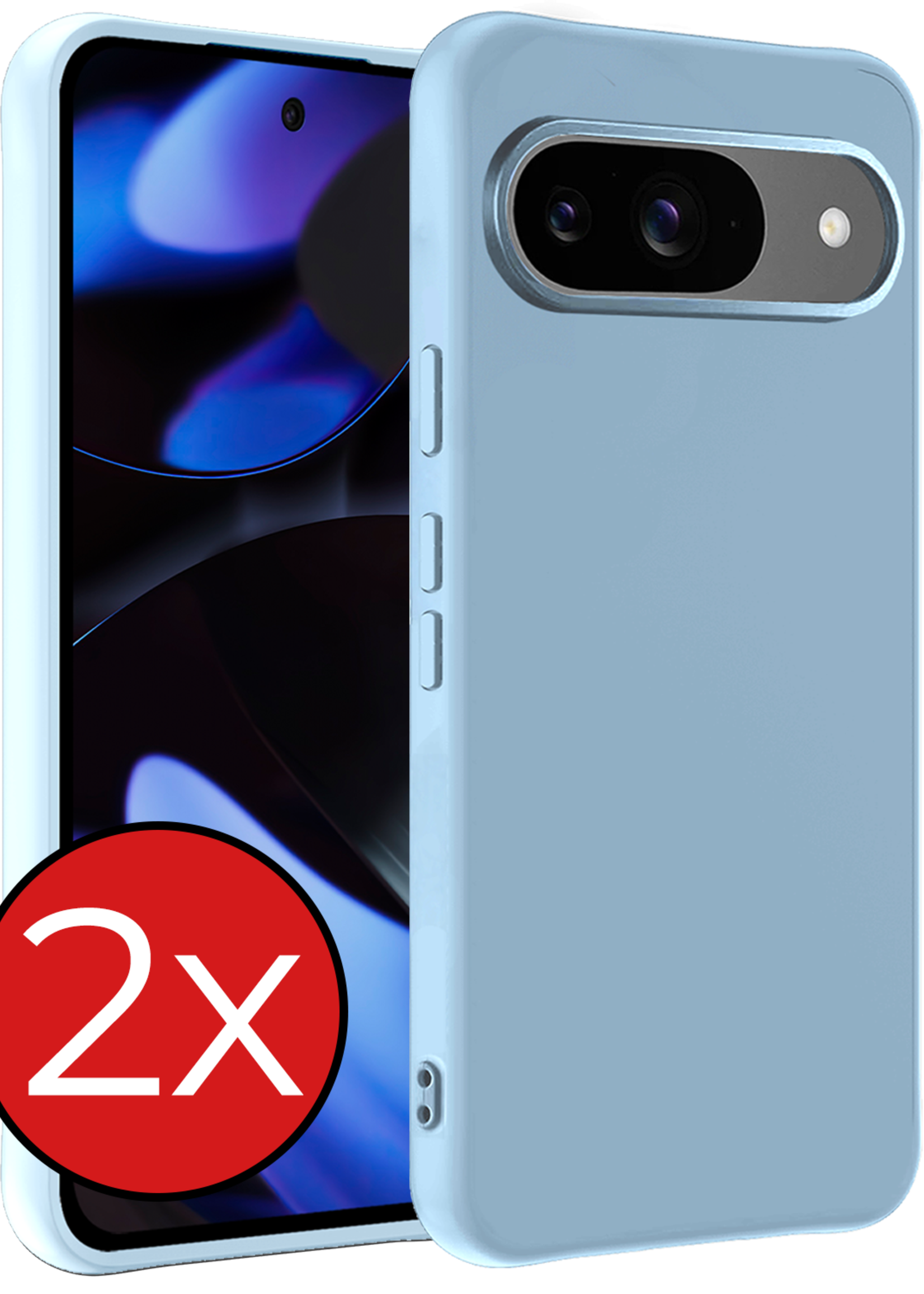 BTH BTH Google Pixel 10 Hoesje Siliconen - Lichtblauw - 2 PACK