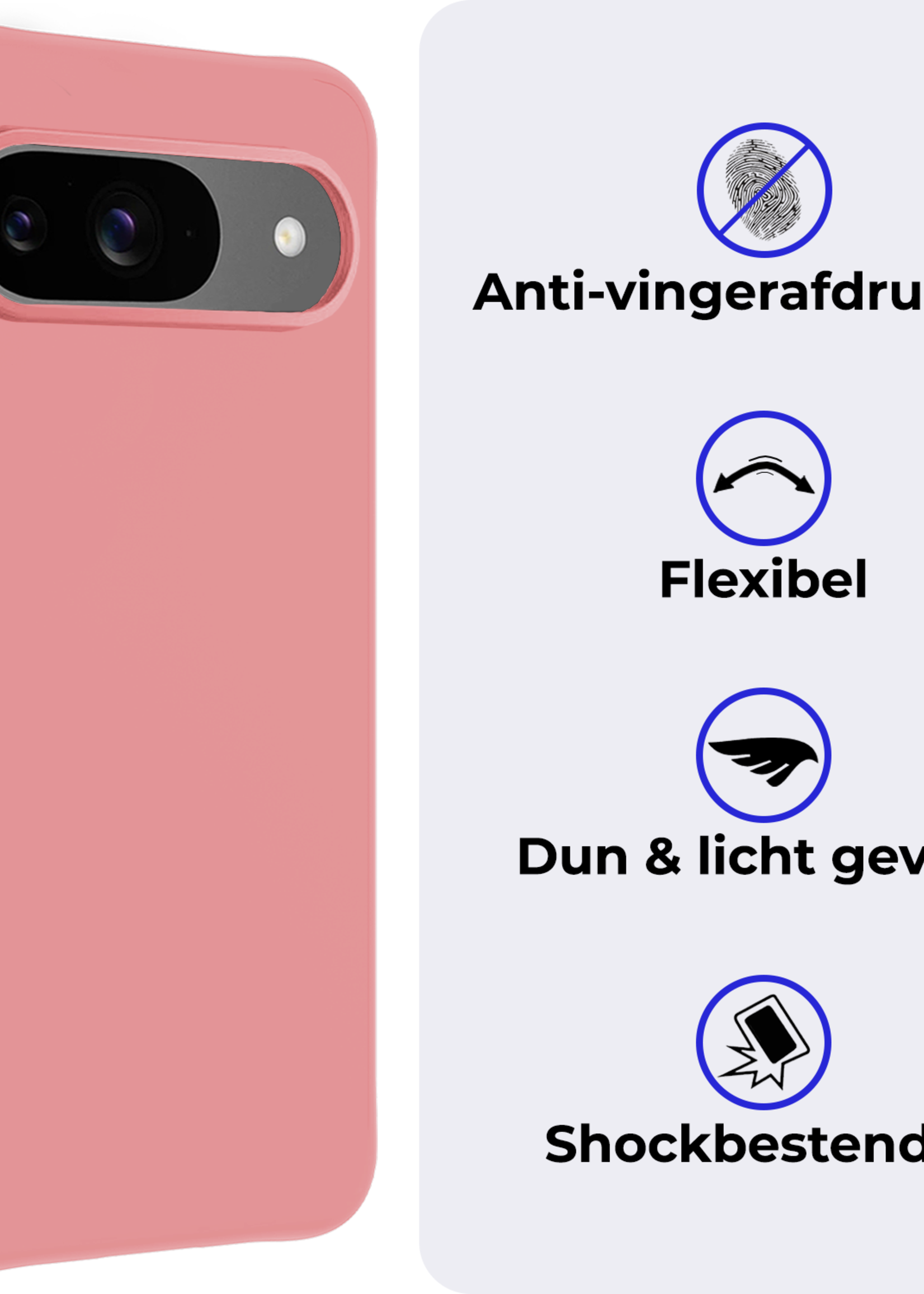 BTH BTH Google Pixel 10 Hoesje Siliconen - Lichtroze - 2 PACK